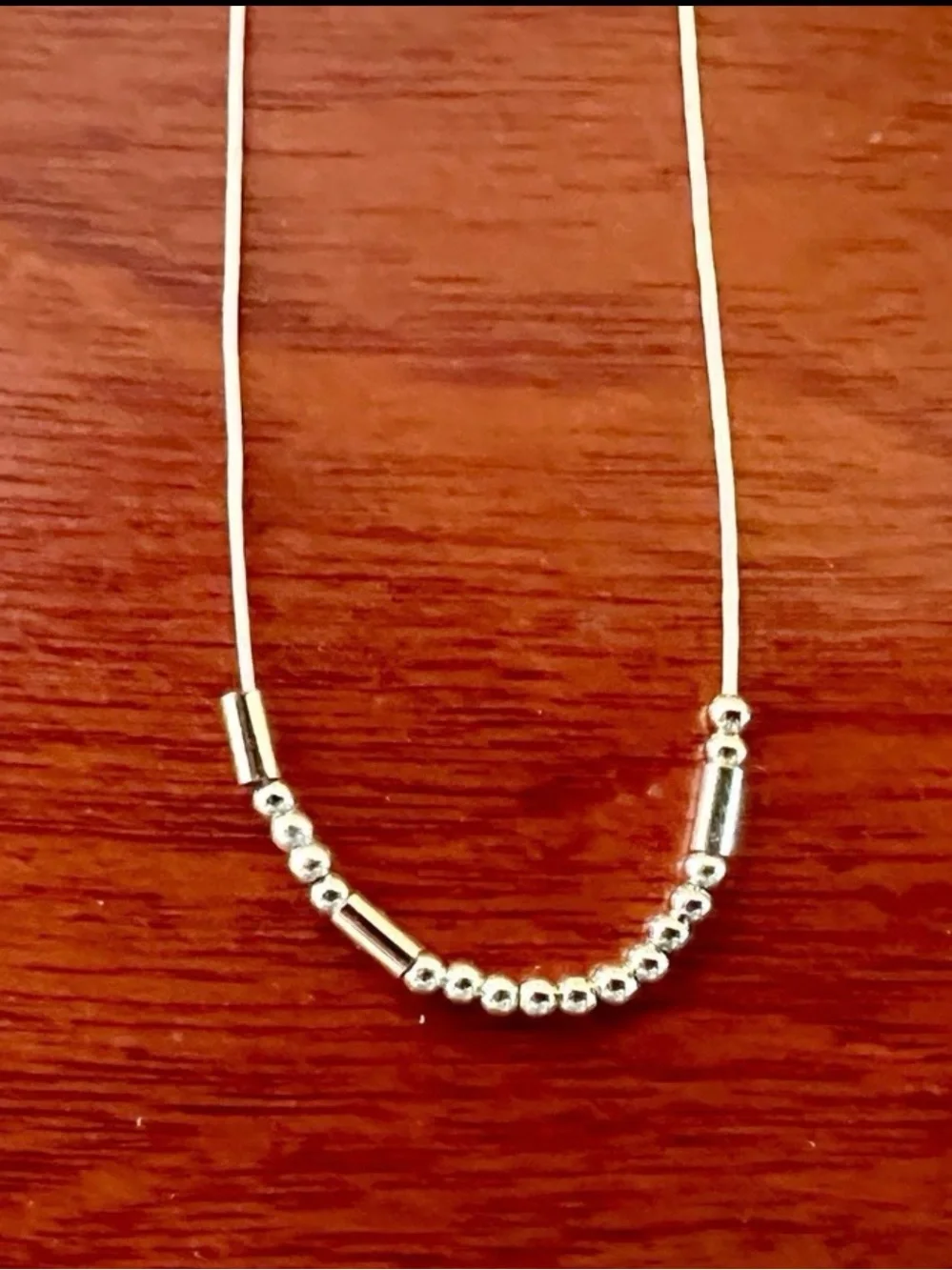 Gold Beaded Bar Necklace - Women Jewelry